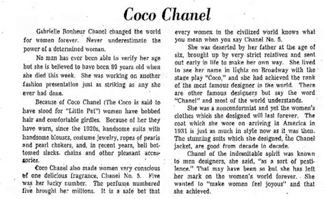 coco chanel obituary